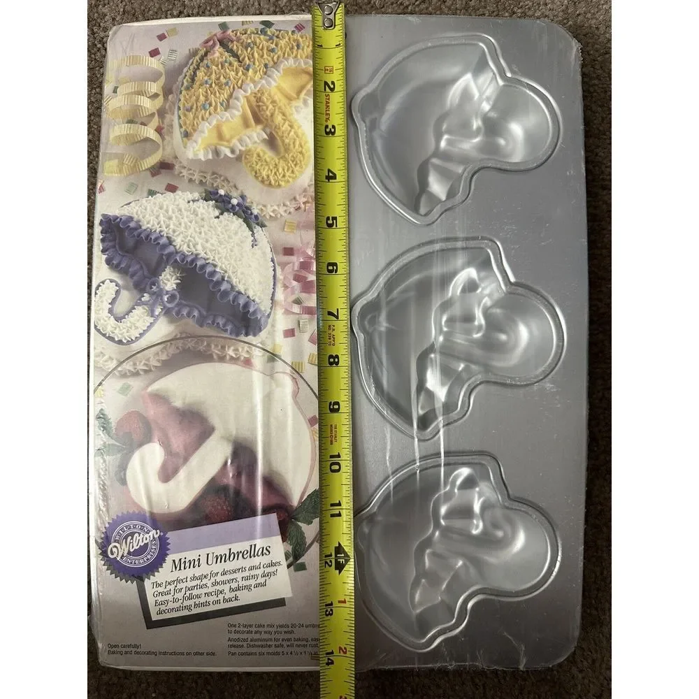 NIB Wilton Cake Baking Pan Mini Umbrella Wedding Baby Shower Rainy Day 2105-3256